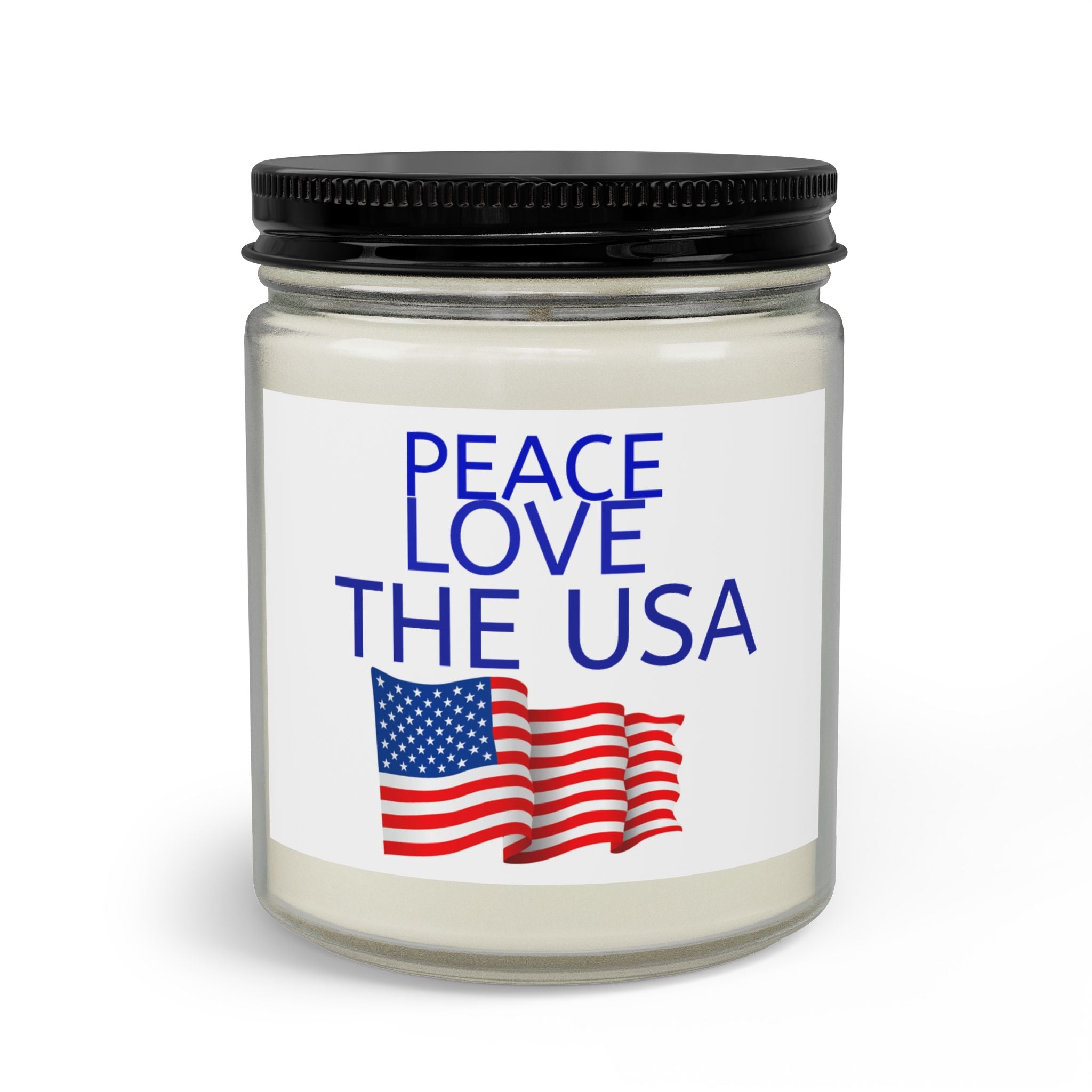 Patriotic Candle Set — "Peace Love The USA" Scented Candle with Matches & Wick Trimmer